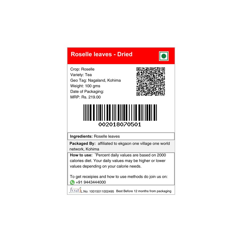 Roselle leaves Dried 100g Buy Direct from Farm, Healthy and Organic