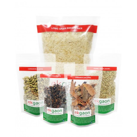 Biryani Pack (Aromatic Rice, Cardamom, Cinnamon, Cloves, Fennel) Rice 1Kg and Spices each 50g