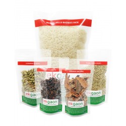 Biryani Combo ID- 2 Pack of 5 (Maikal Hills Basmati Rice, Cardamom, Cinnamon, Cloves, Fennel) Rice 1Kg and Spices each 50g