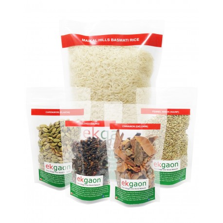 Biryani Combo - 2 (Maikal Hills Basmati Rice, Cardamom, Cinnamon, Cloves, Fennel) Rice 1Kg and Spices each 50g