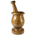 Wooden Spice Masher Mortar & Pestle (Dark Brown ~ Star)